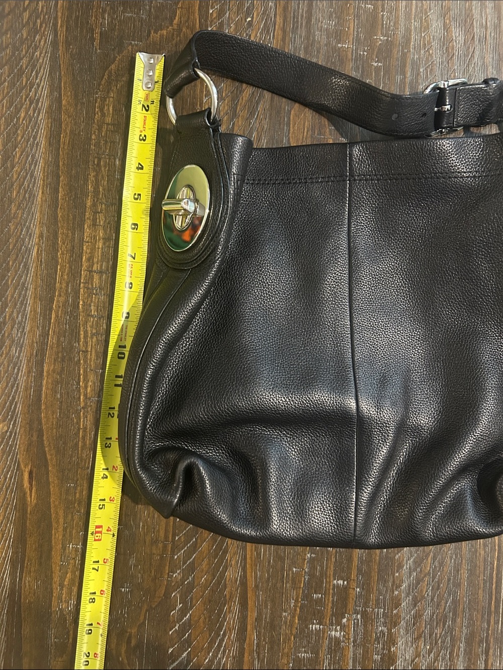 Coach Black Leather Shoulder Bag with Silver Hardware - Picture 4 of 5